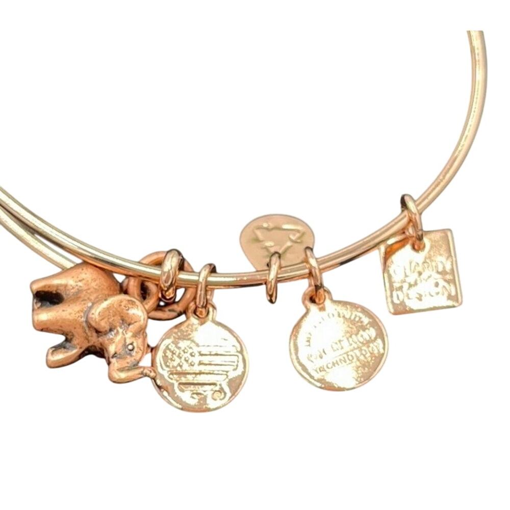 Alex and Ani ELEPHANT II Good Luck Rose Gold Charm Bangle Bracelet‎